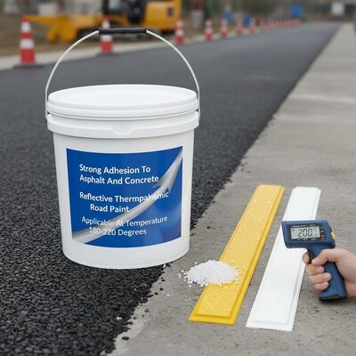 kopen Reflecterende thermoplastische wegverf met sterke hechting aan asfalt en beton en een mix van glasparels met hoge retroreflectie, toepasbaar bij 180~220°C online vervaardiging
